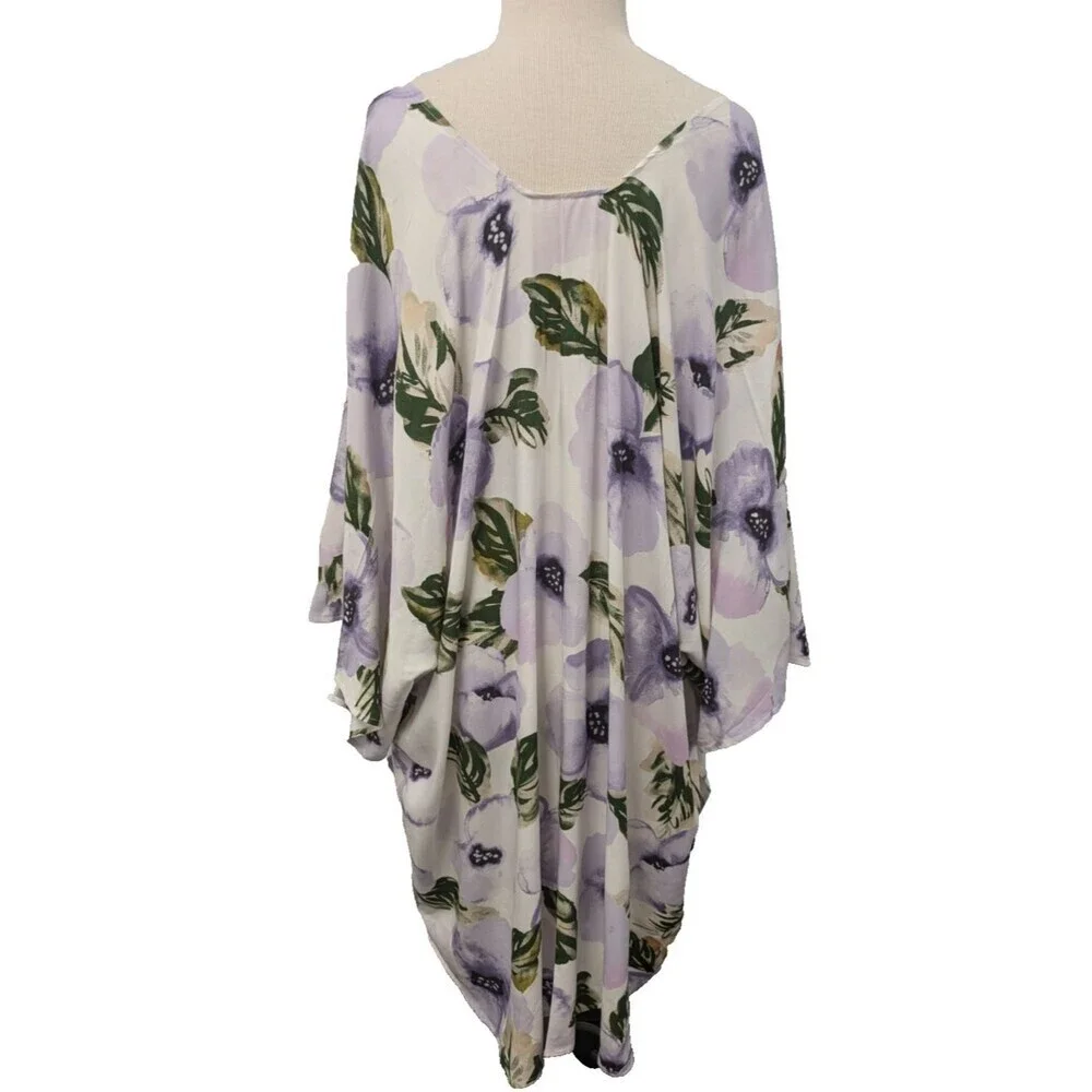 Sseko Floral Flowy Lightweight Duster Cover Up O/S Hawaiian Resortwear Beach